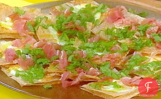 Queijo defumado Lavosh e Pizzas de presunto