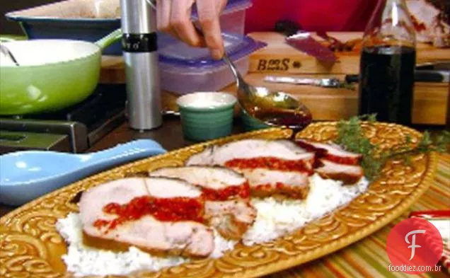 Pesto de tomate seco ao sol-carne de porco recheada