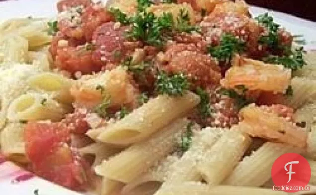Penne com camarão