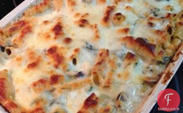 Abobrinha cremosa e espinafre Rigatoni