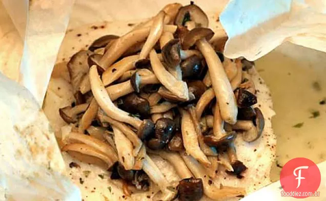 Alabote E Shimeji Assados Em Pergaminho