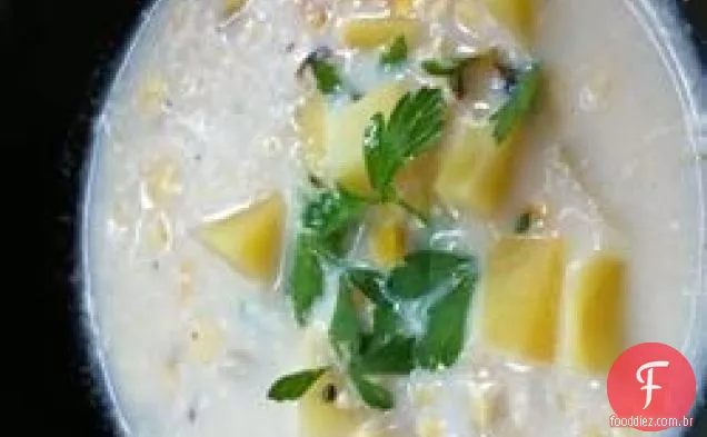 sopa de milho assada com batatas