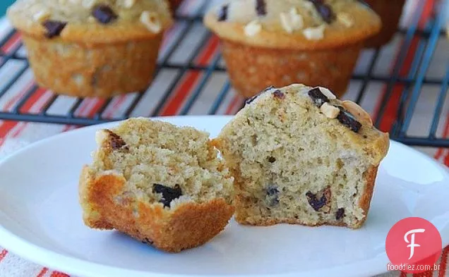 Manteiga De Amendoim Crocante, Banana E Muffins De Chocolate