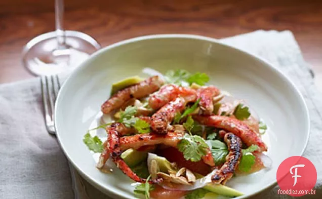 Salada de caranguejo rei com Toranja e abacate