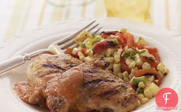 Coxas de frango com molho de Chipotle-pêssego
