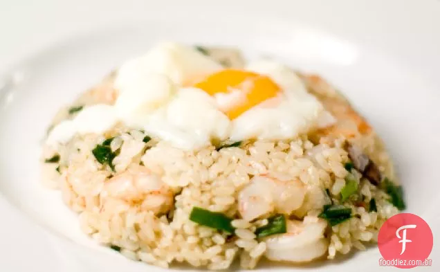 Alho Cebolinha Camarão Arroz Frito Com Alho Chips