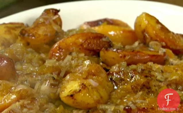 Frango e pêssegos