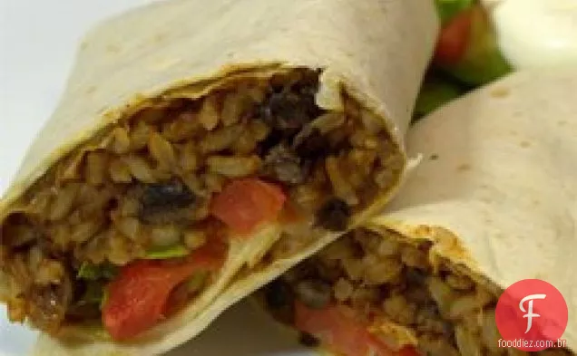 Feijão preto e arroz Burritos