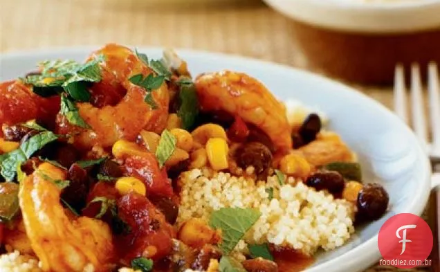 Camarão e Tagine vegetal com cuscuz