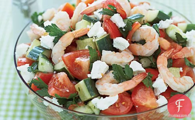 Salada grega com camarão