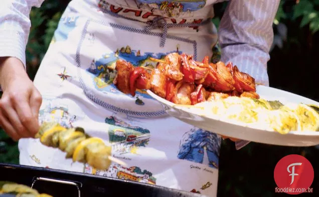Espetos de alabote de Limão Com Charmoula