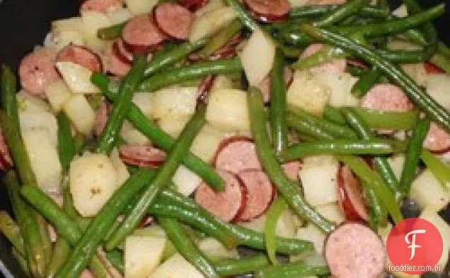 Amy's Po ' Man feijão verde e Prato De Salsicha