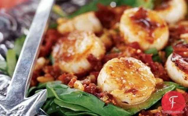 Salada de espinafre e Vieira