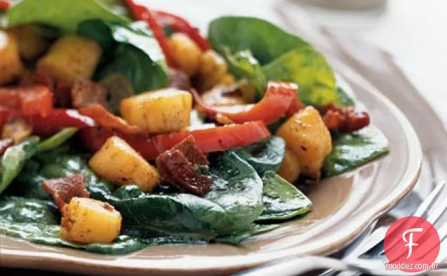 Salada de Vieira e espinafre com molho quente