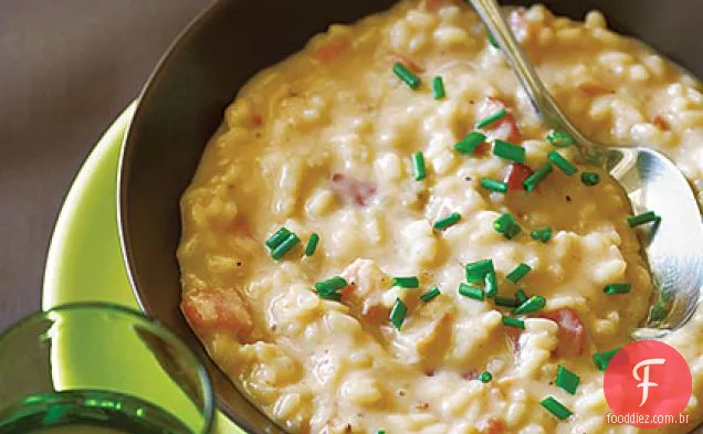Risoto com queijo Taleggio e Bacon
