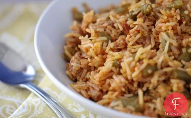 Peru Esfumaçado E Arroz Vermelho Açafrão