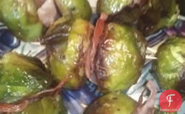 Couves-de-Bruxelas assadas e poppers Prosciutto