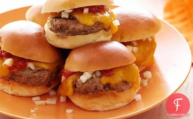 Texas Hold-ums mini hambúrgueres de carne Chipotle com fogo quente assado alho Ketchup