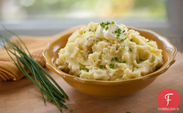 Cebolinha e alho purê de batatas