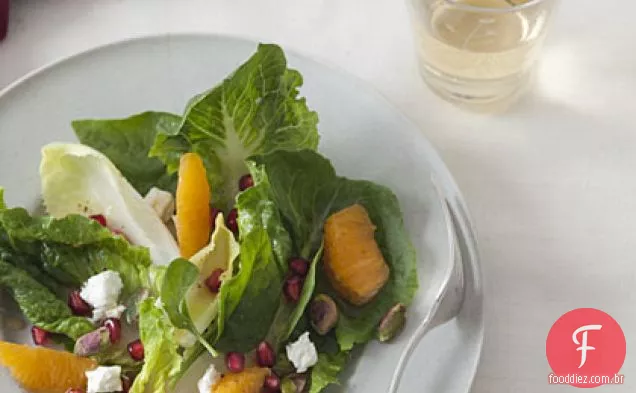 Salada de inverno com romã, Clementina e queijo de cabra