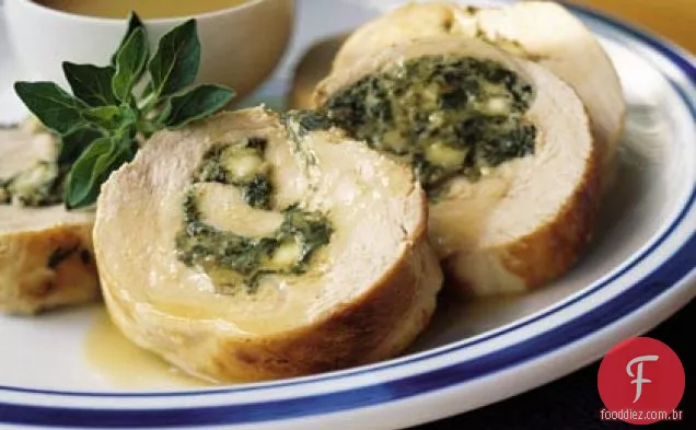 Peito de peru com recheio de espinafre-Feta