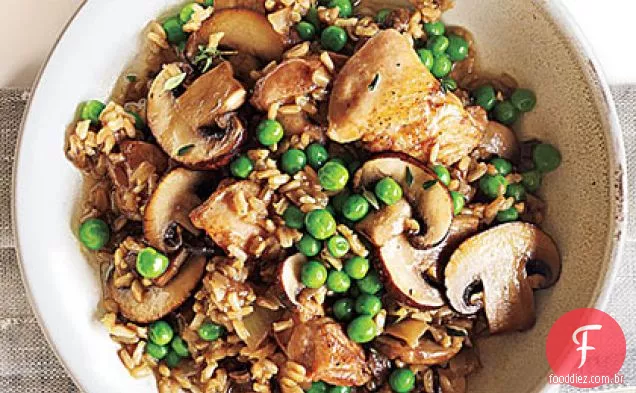 Frango e arroz com cogumelos