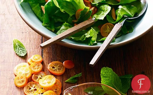 Salada de hortelã Kumquat com molho de jasmim