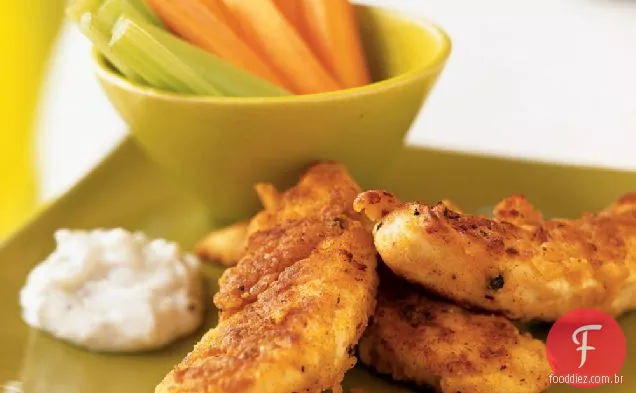 Tiras de frango com molho de queijo azul