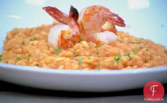 Risoto de camarão e tomate