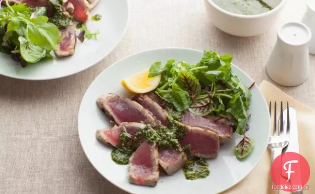 Atum Grelhado Com Pesto De Manjericão