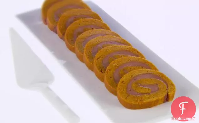 Rolo de abóbora de canela com recheio de Chocolate