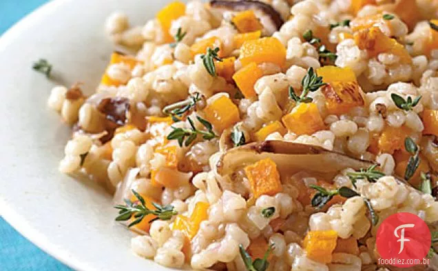 Cevada, abóbora e Risoto Shiitake