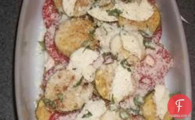 Abobrinha e Pomodori Gratinati (abobrinha e tomate gratinado)