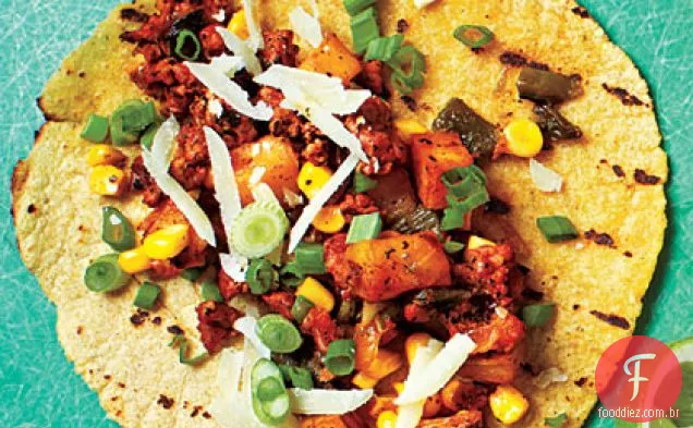 Batata, Poblano e tacos de chouriço