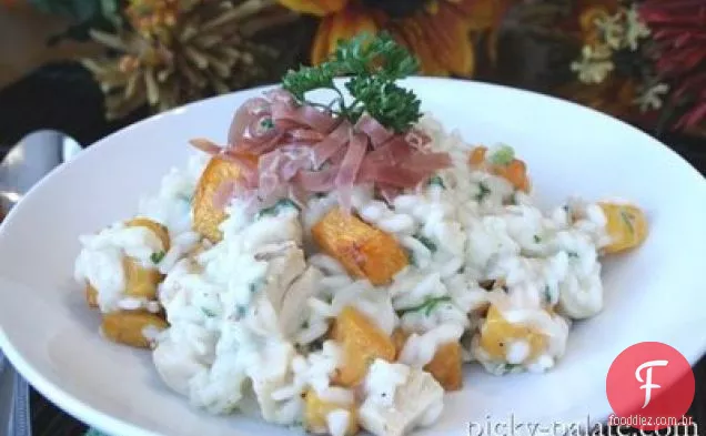 Abóbora Assada, Risoto De Frango E Parmesão