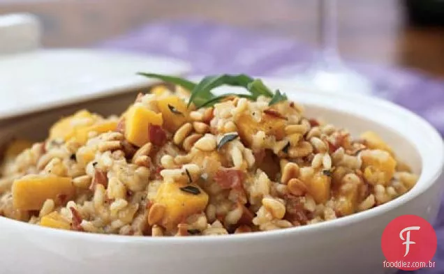 Risoto com abóbora, Pancetta e queijo Jack