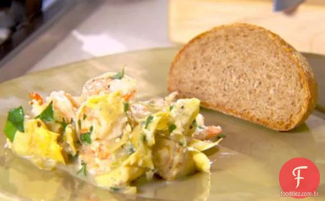 Camarão Scampi com alcachofras