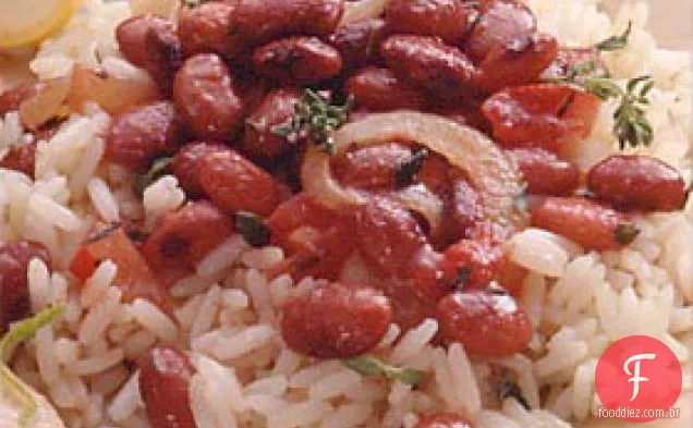 Feijão Vermelho Picante Sobre Arroz