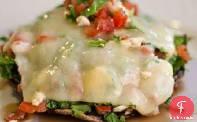 Portobello Bruschetta com três queijos