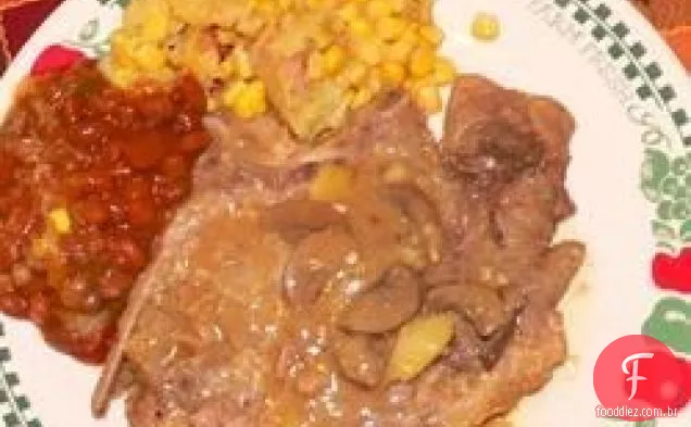 Costeletas cremosas de Porco de frango da Sunny