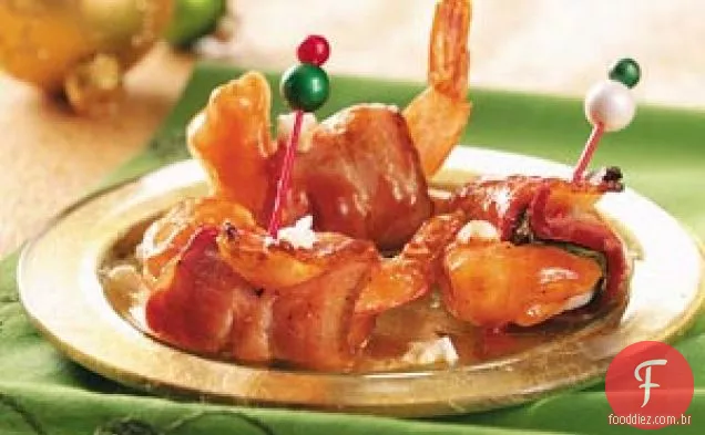 Camarão envolto em Bacon