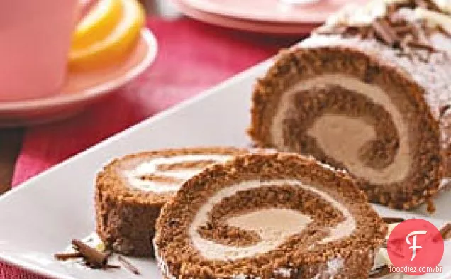 Rolo Do Bolo Do Gelado De Mocha