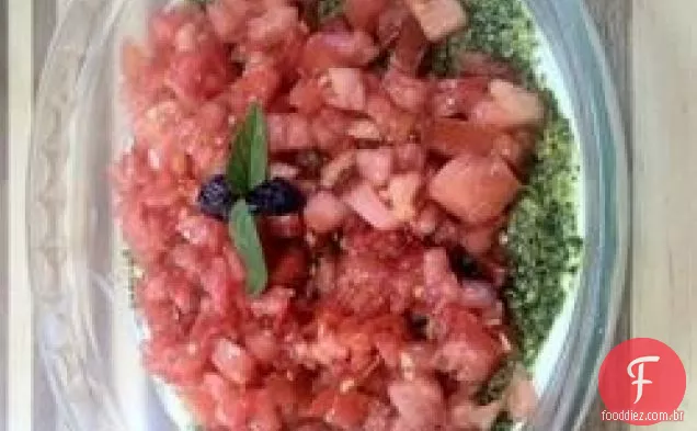 Molho de queijo de cabra, tomate e pesto