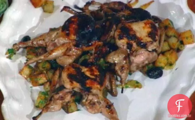 Codorna marinada com azeitonas e Strega