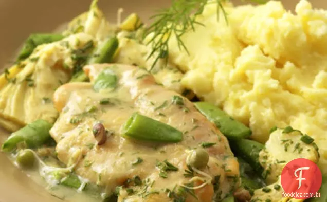 Frango Com Ervilhas De Açúcar E Receita De Ervas De Primavera