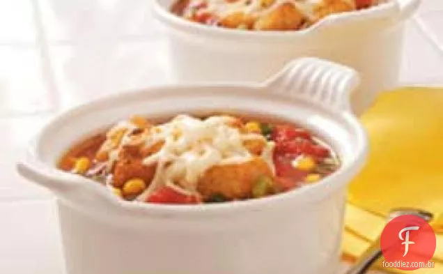 Sopa De Legumes Com Cobertura De Queijo
