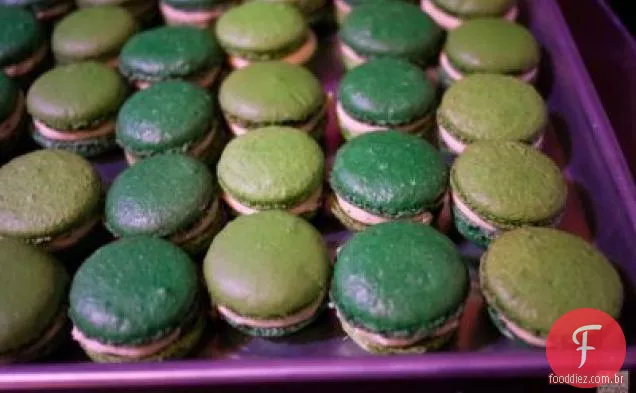 Macarons frescos da ervilha e da hortelã