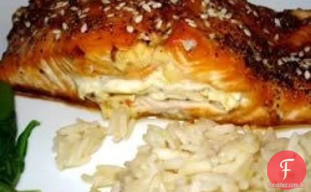 Sara's Soy marinado e Cream Cheese-salmão recheado