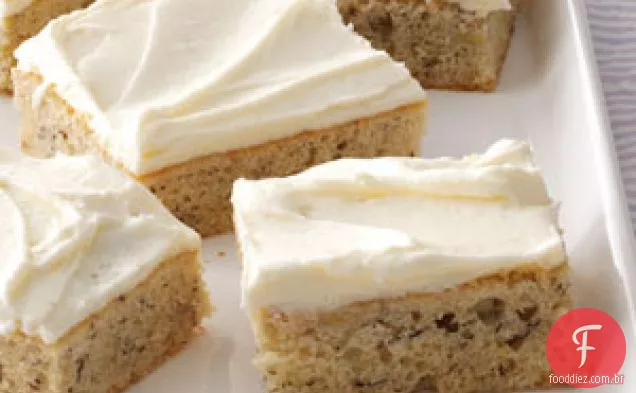 Barras de Banana com cobertura de Cream Cheese