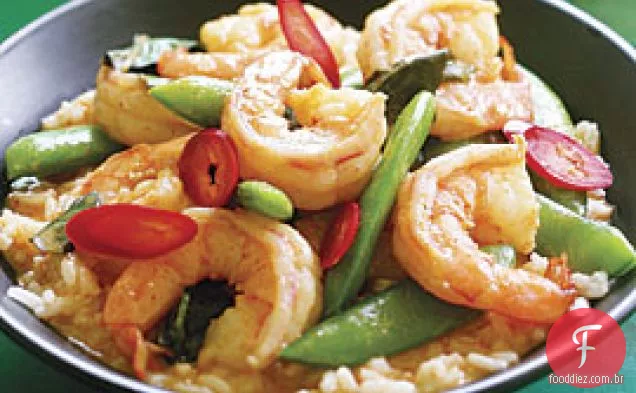 Curry Vermelho Com Camarão E Açúcar Snap Peas